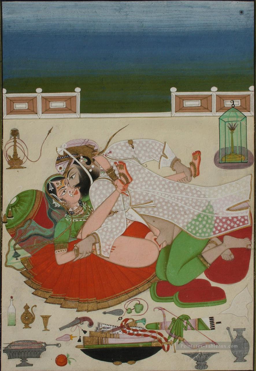 Faire l’amour Couple sur Palace Terrace Udaipur Circa 1830 sexy Peintures à l'huile